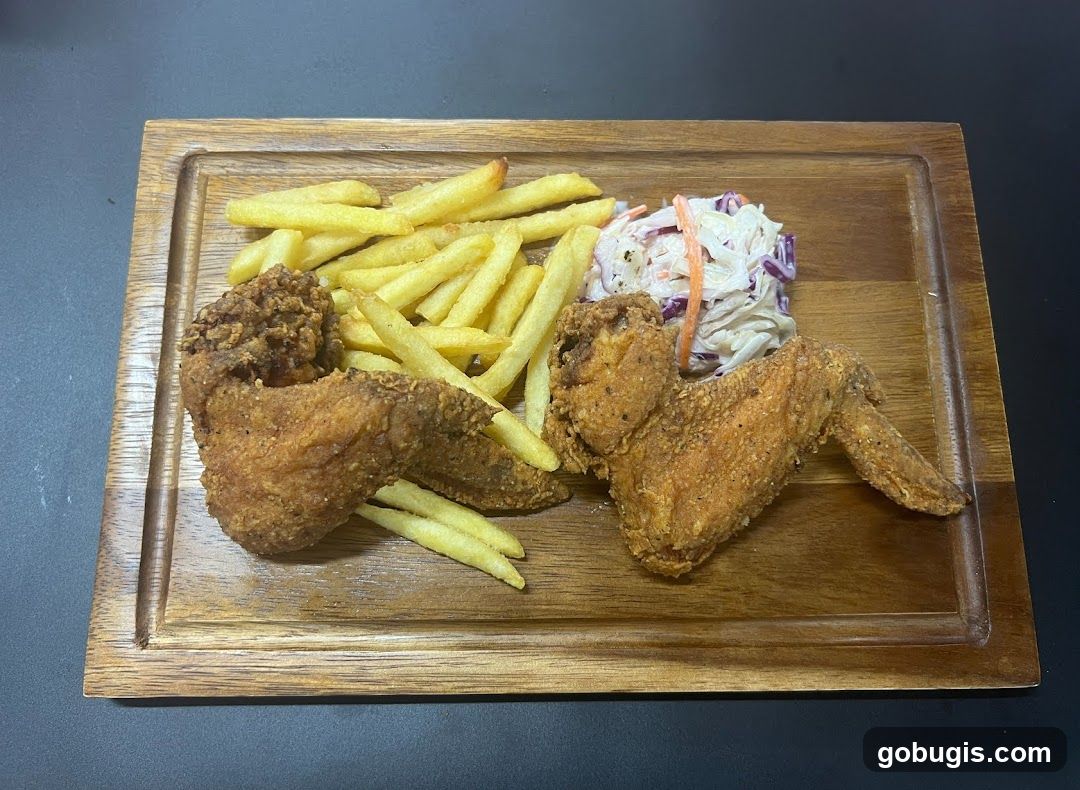 Fried Chicken Wings with Fries and Coleslaw