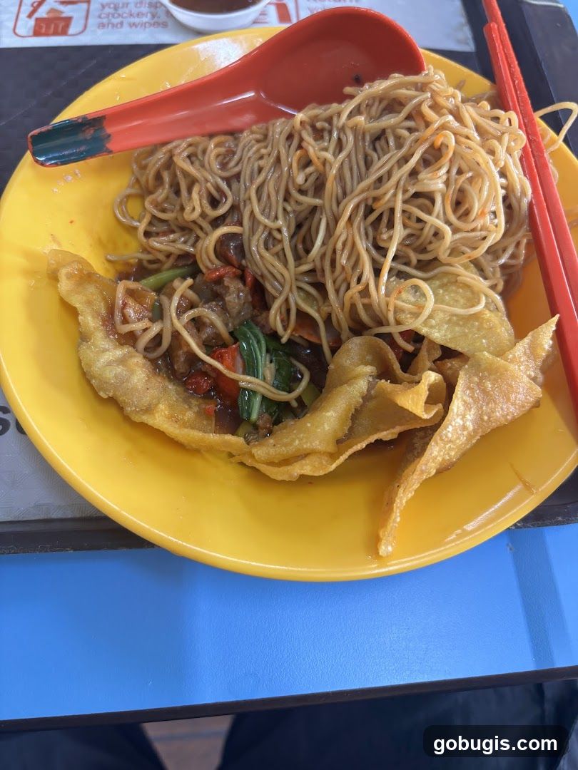 Noodles with Crispy Wontons