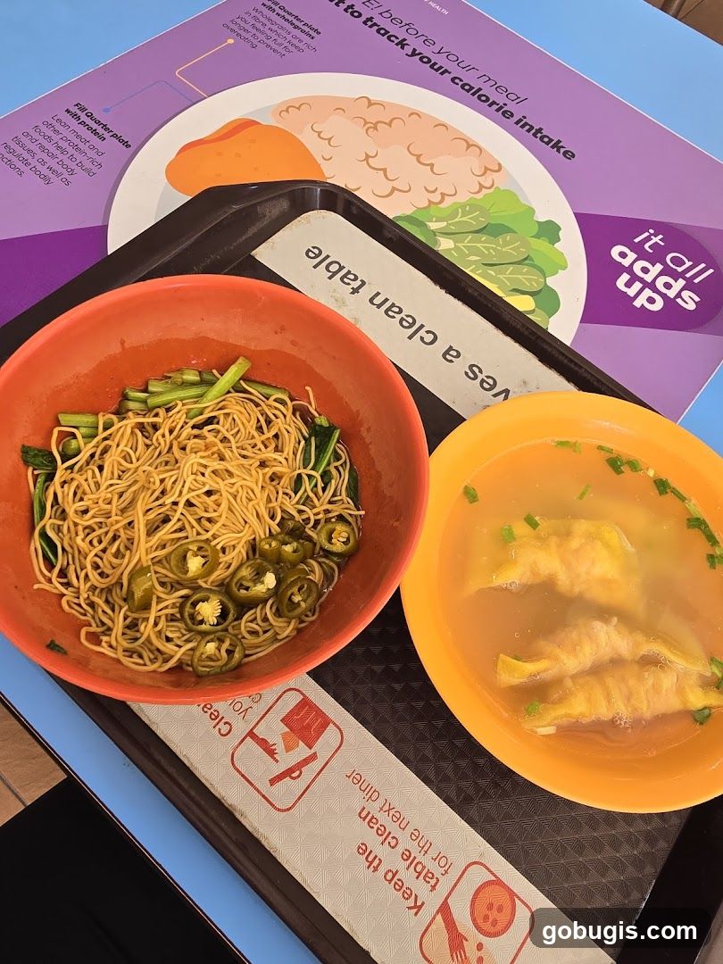 Meal with Noodles and Soup