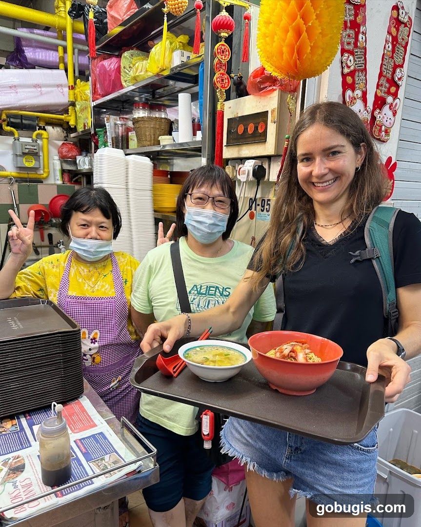 Food Stall Staff with Customer