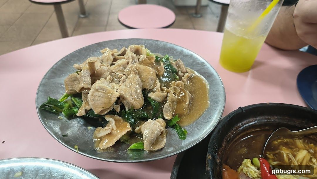 Pork and Vegetable Dish with Drink