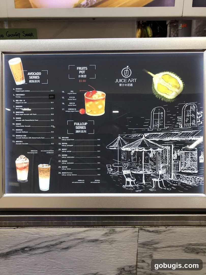 Juice Art Menu