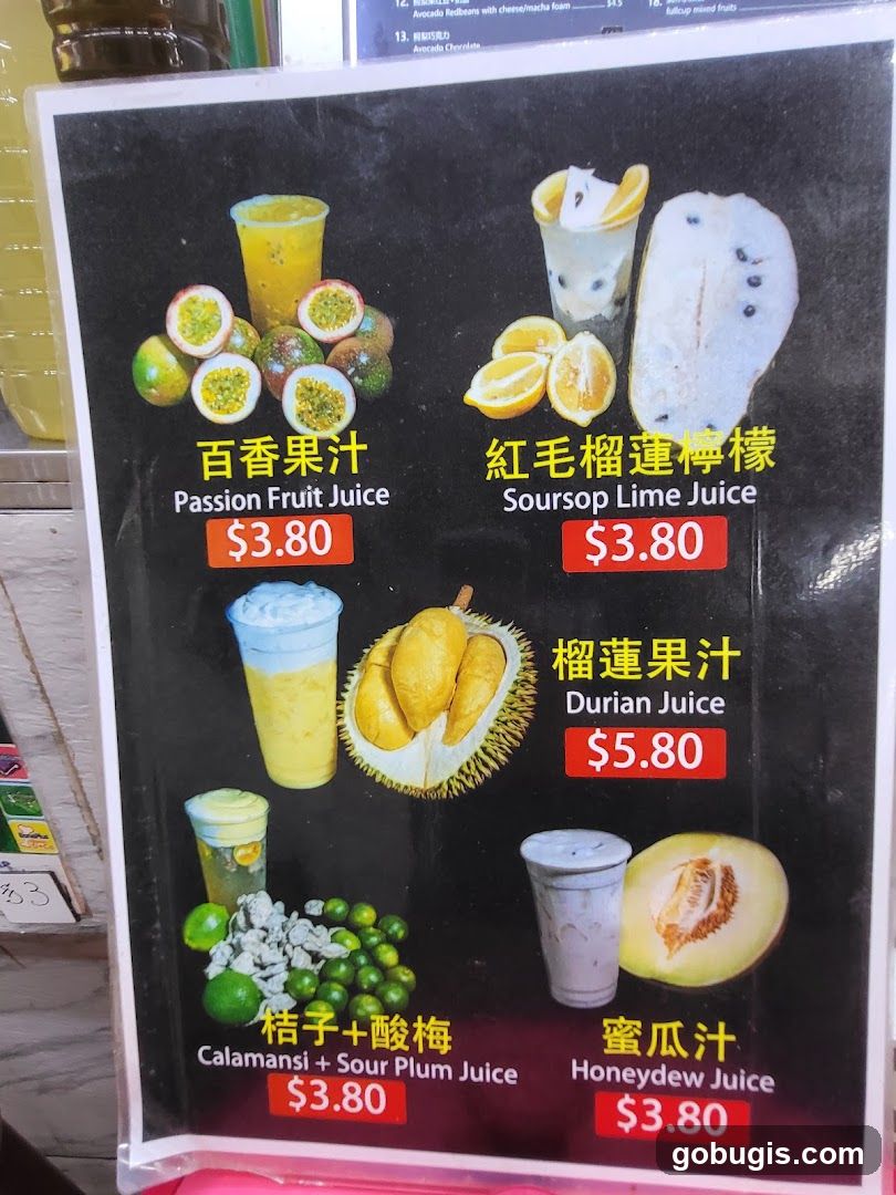 Juice Menu