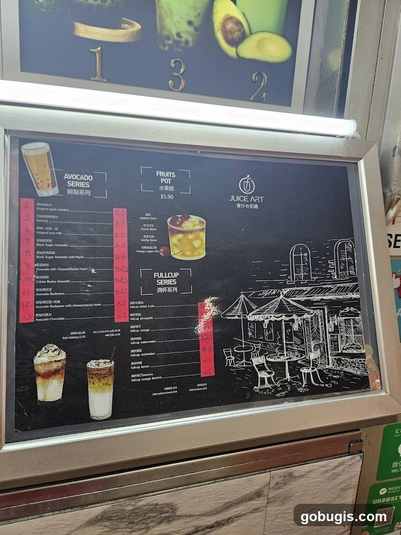 Juice Art Menu