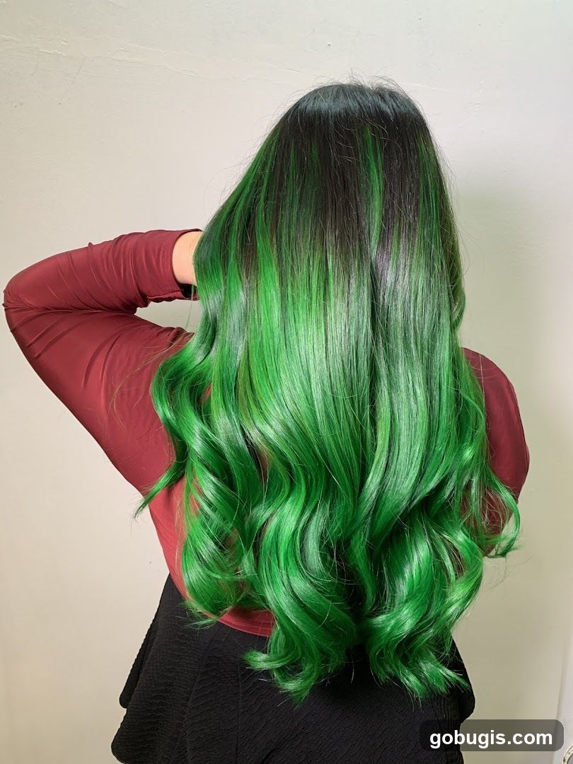 Woman with green ombre hair