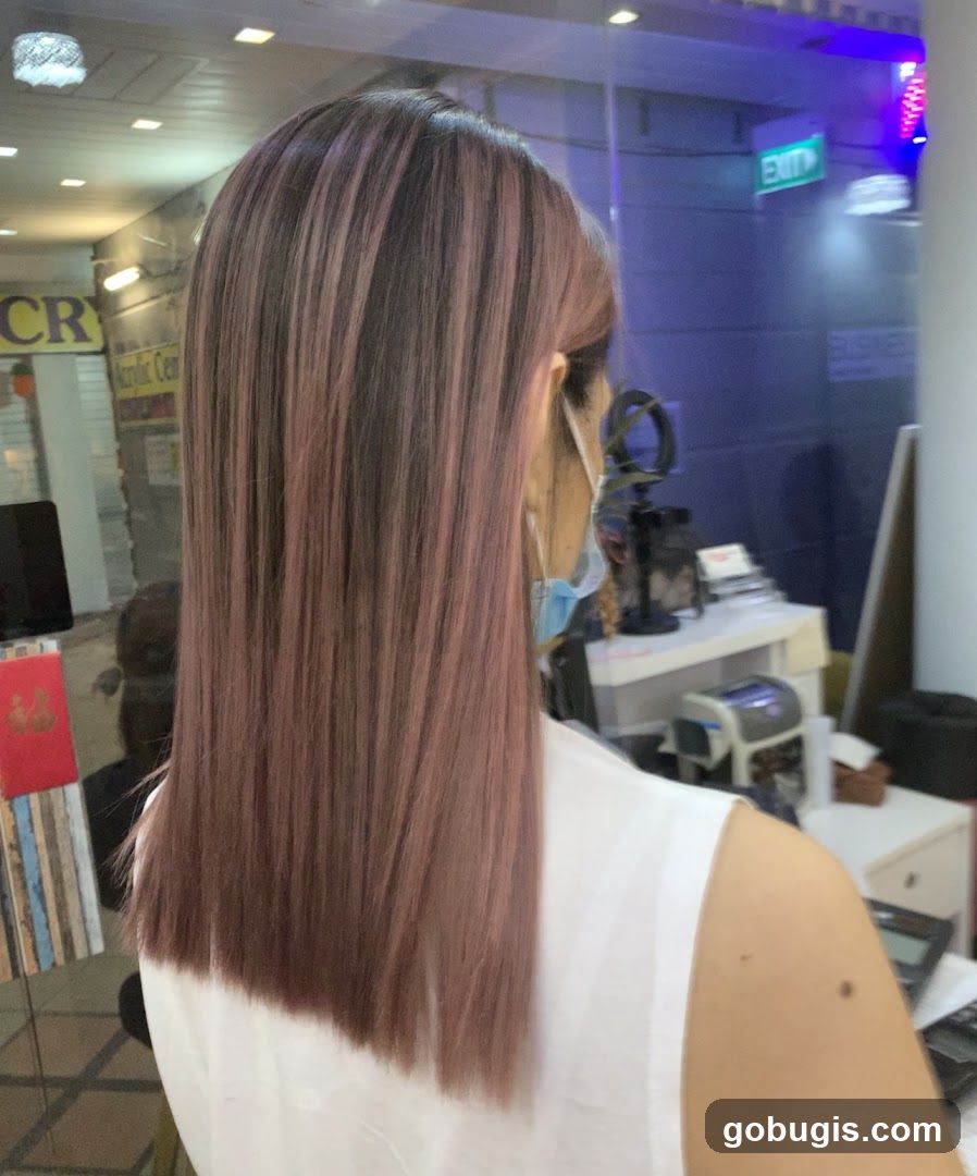 Woman with freshly dyed hair