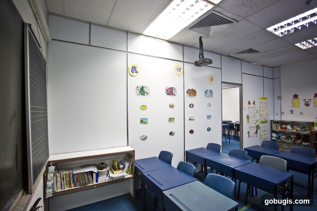 Classroom with desks and decorations