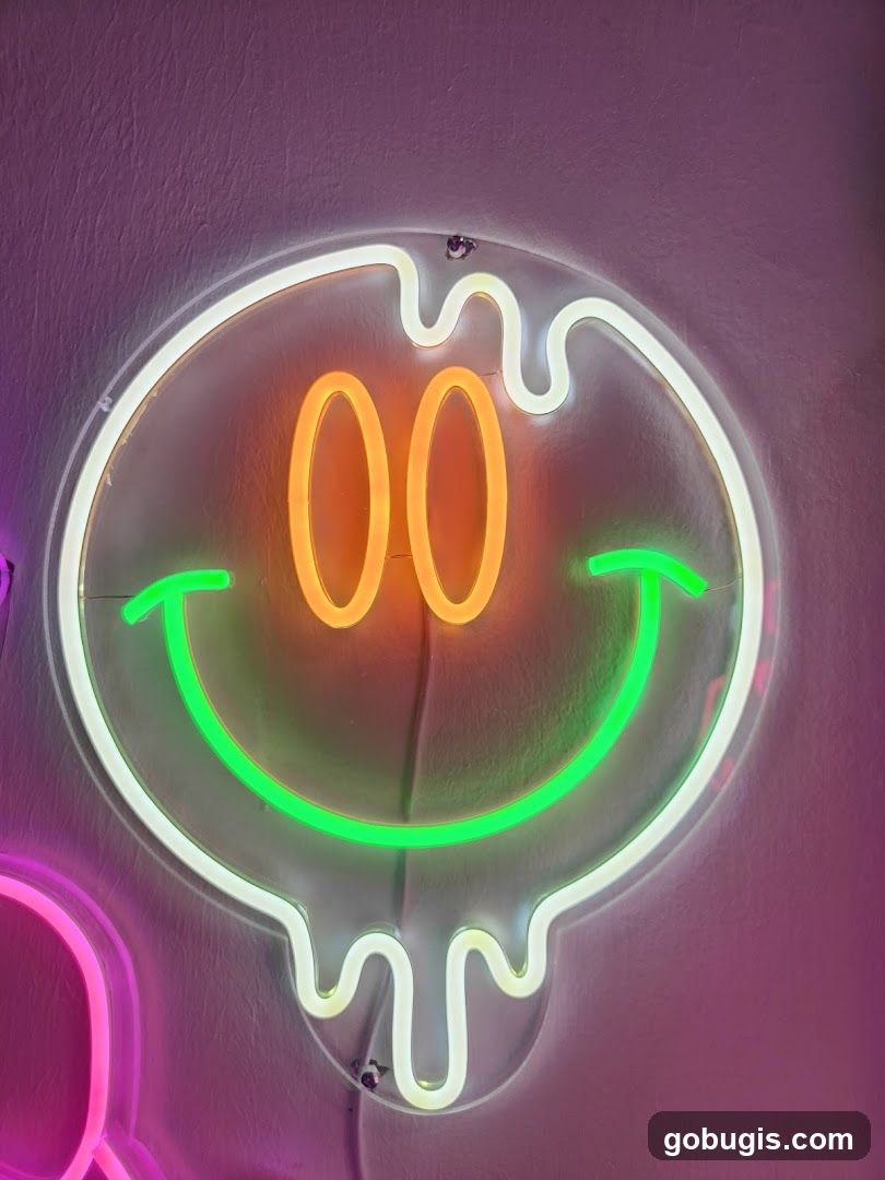 Melting Smiley Face Neon Sign