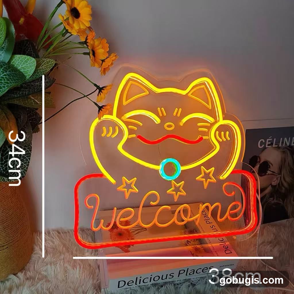 Maneki-neko neon sign