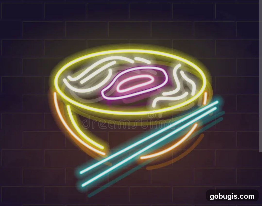 Neon Sign of a Bowl of Noodles
