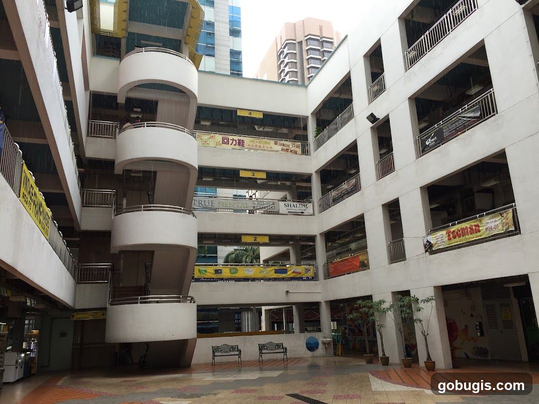 Courtyard with Spiral Staircase and Banners