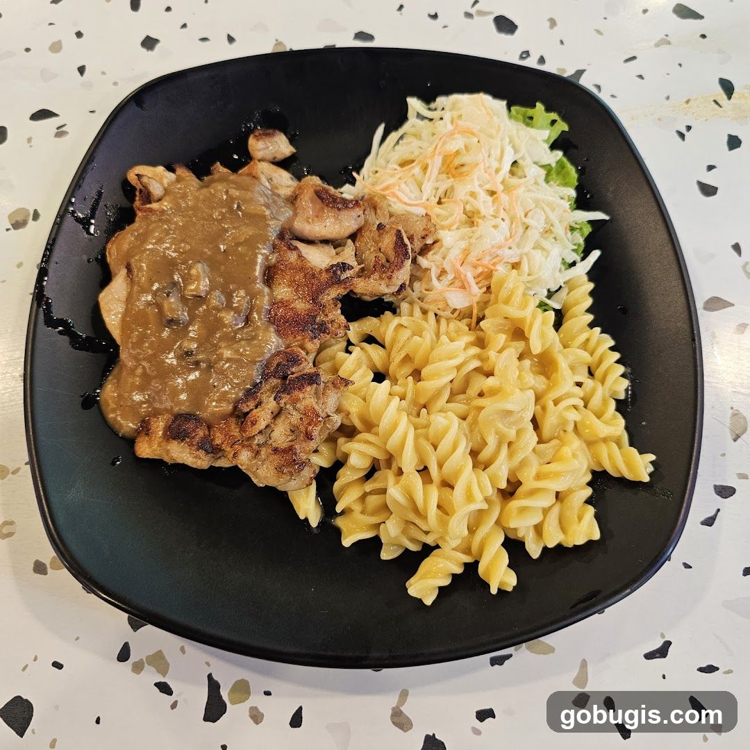 Chicken Steak with Pasta and Coleslaw
