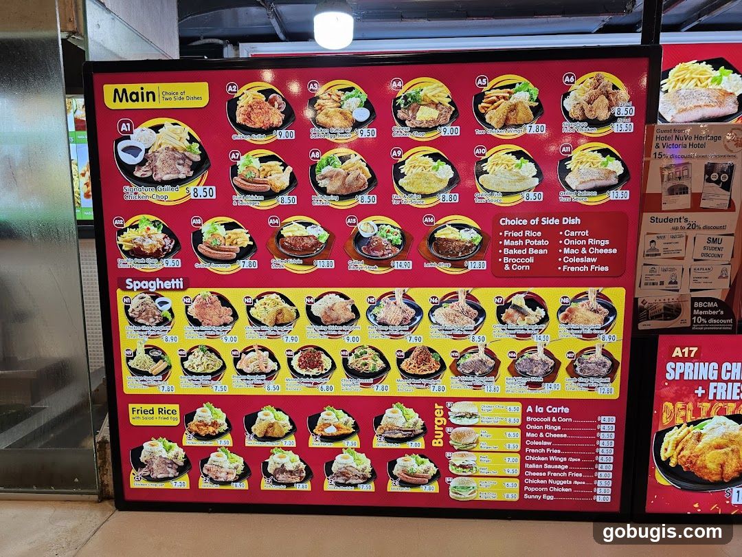Main Dishes, Spaghetti, Fried Rice, Burger, A la Carte