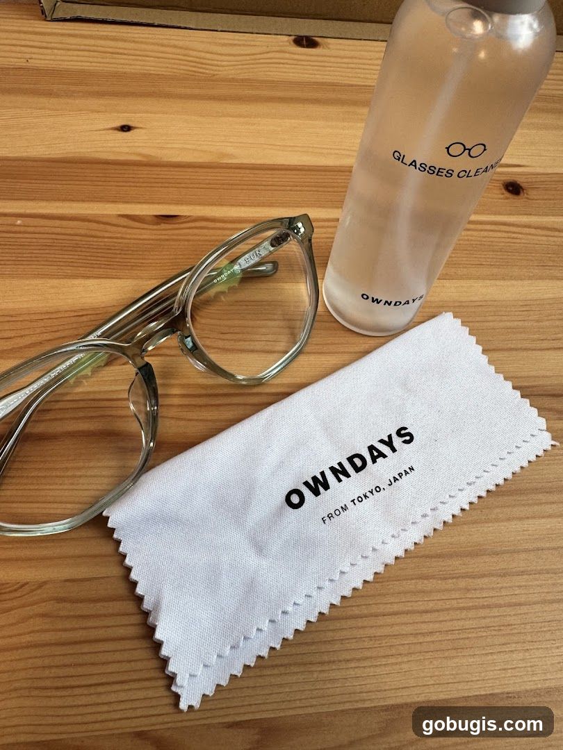 Eyeglasses and Cleaning Supplies
