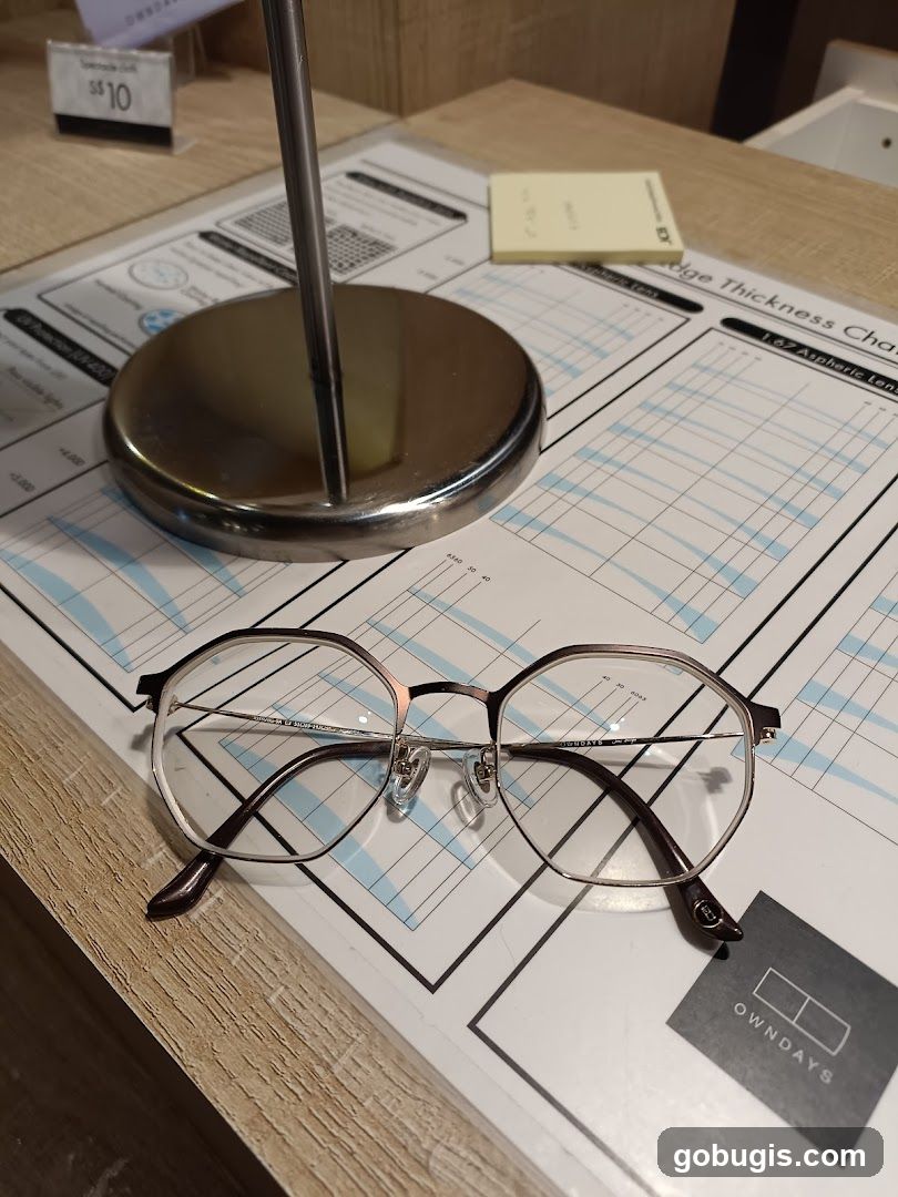 Eyeglasses on a chart
