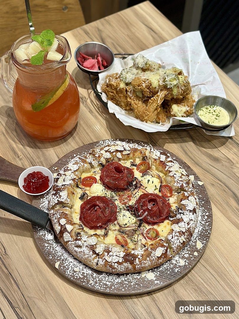 Pizza, Fried Chicken, and Drink