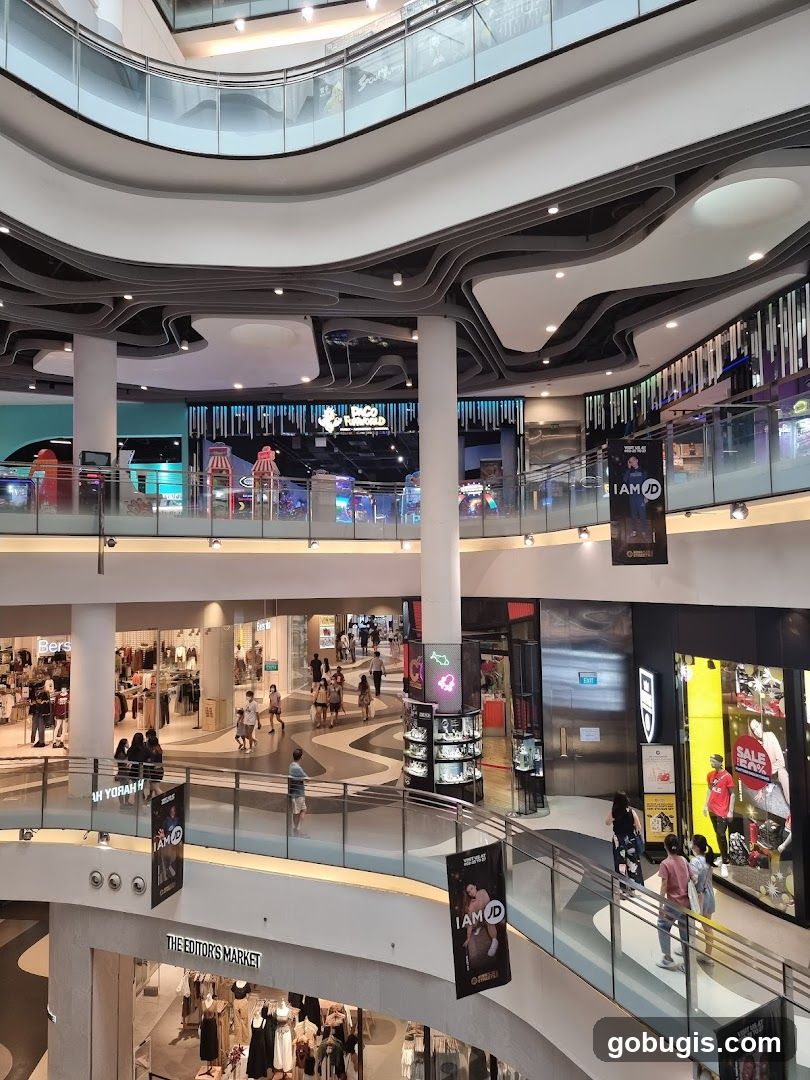 Interior of a multi-level shopping mall