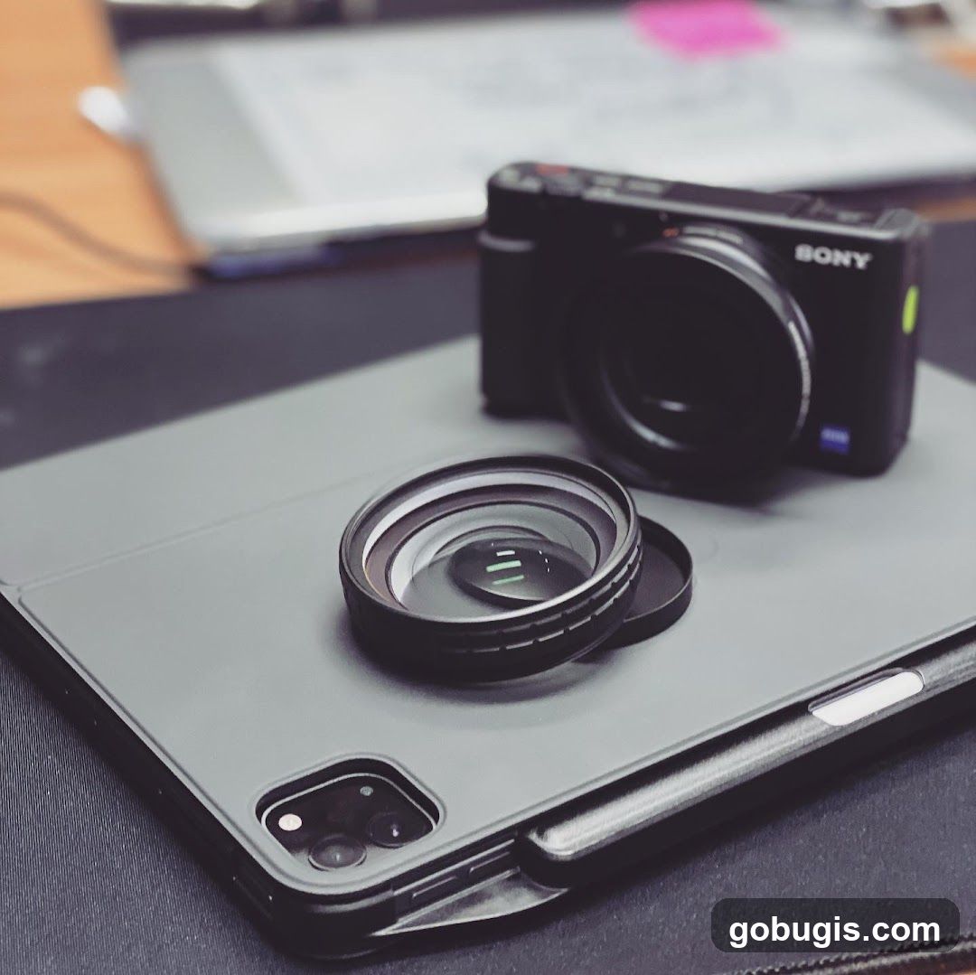 Camera and Lens on Tablet