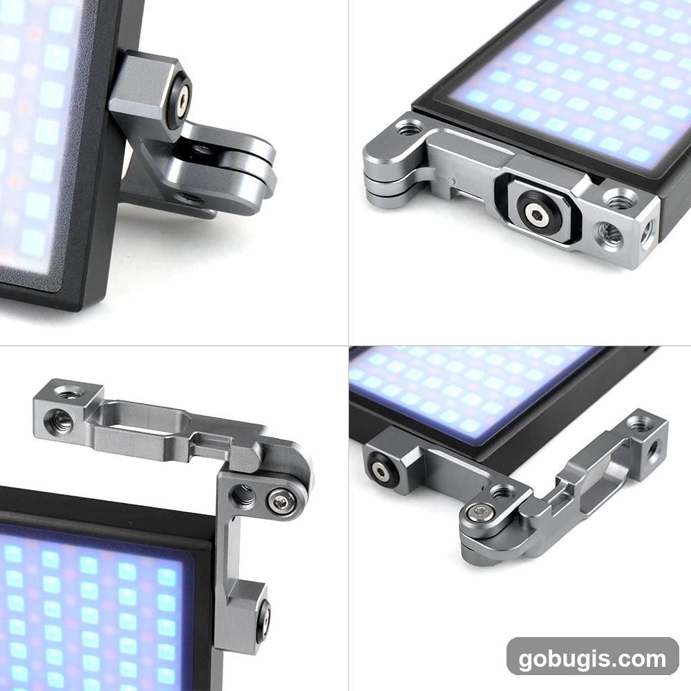 Close-up of LED light panel with mounting bracket