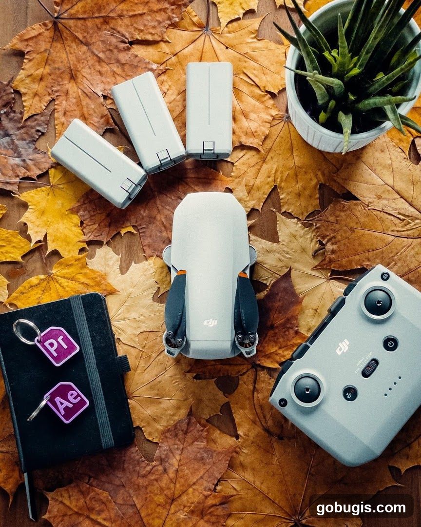 Drone and Accessories on Autumn Leaves