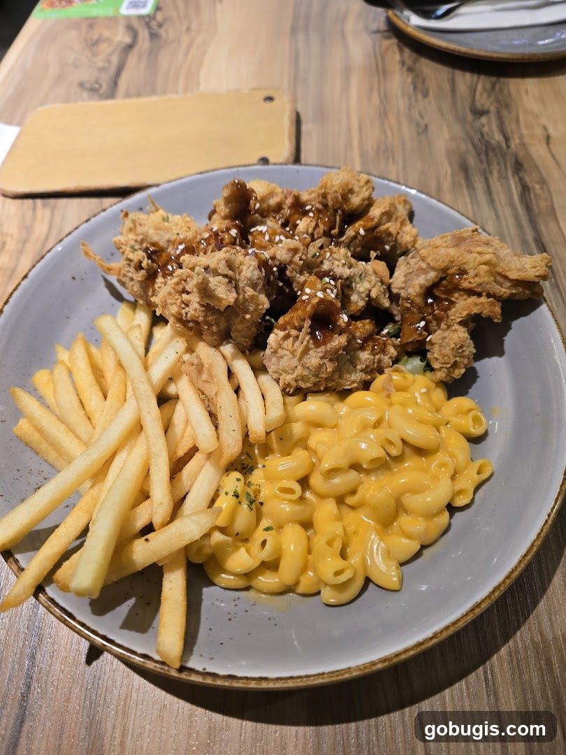 Fried Chicken with Fries and Mac and Cheese