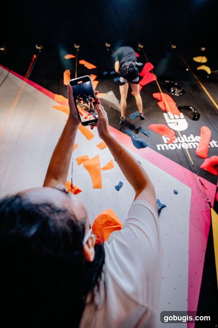 Bouldering Wall with Climber