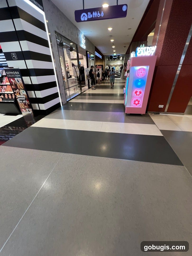 Indoor shopping mall corridor