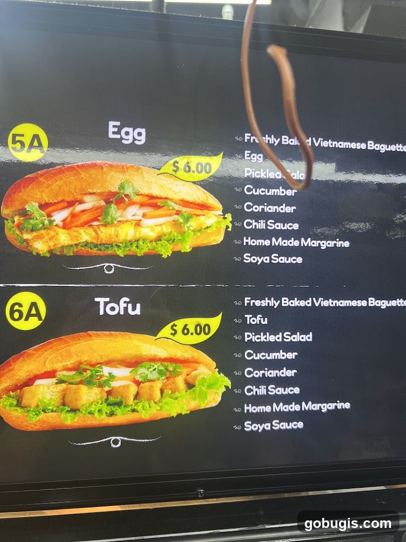 Vietnamese Baguette Menu