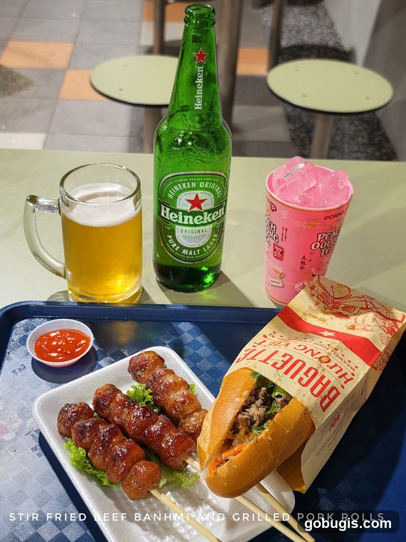 Stir Fried Beef Banhmi and Grilled Pork Rolls