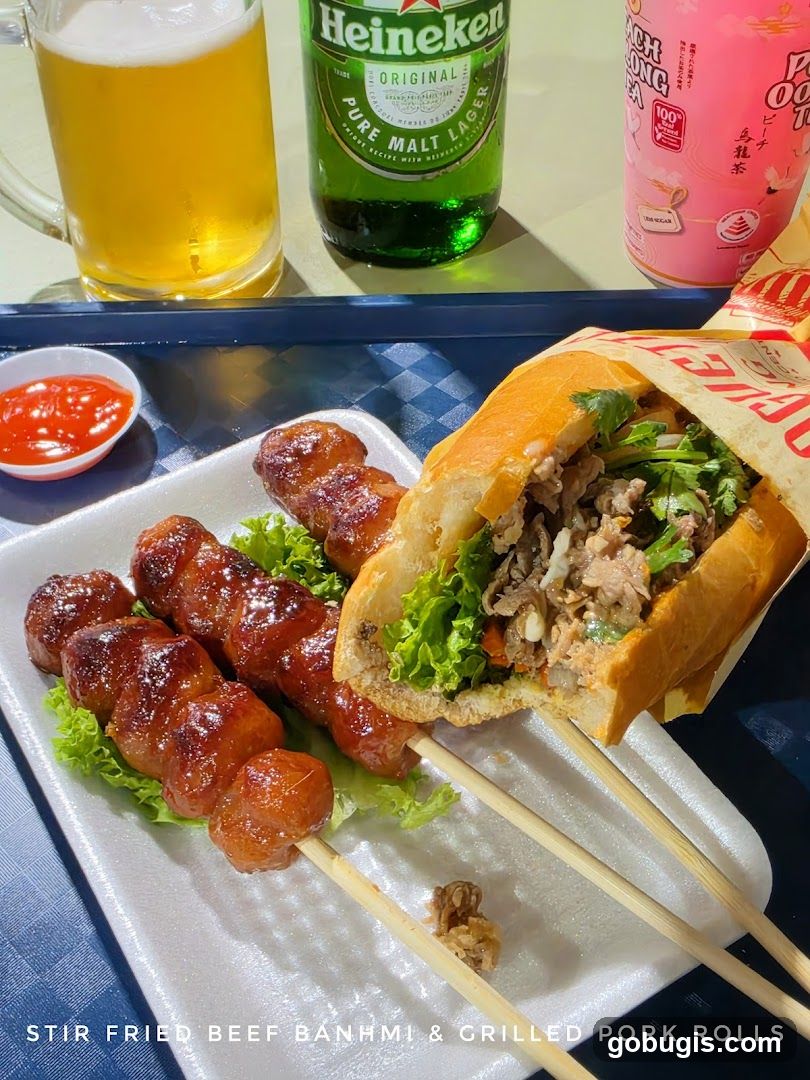Stir Fried Beef Banhmi & Grilled Pork Rolls