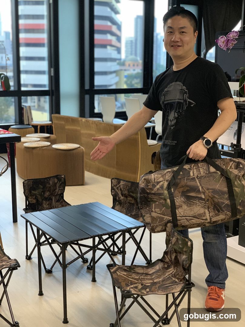 Man with camping gear