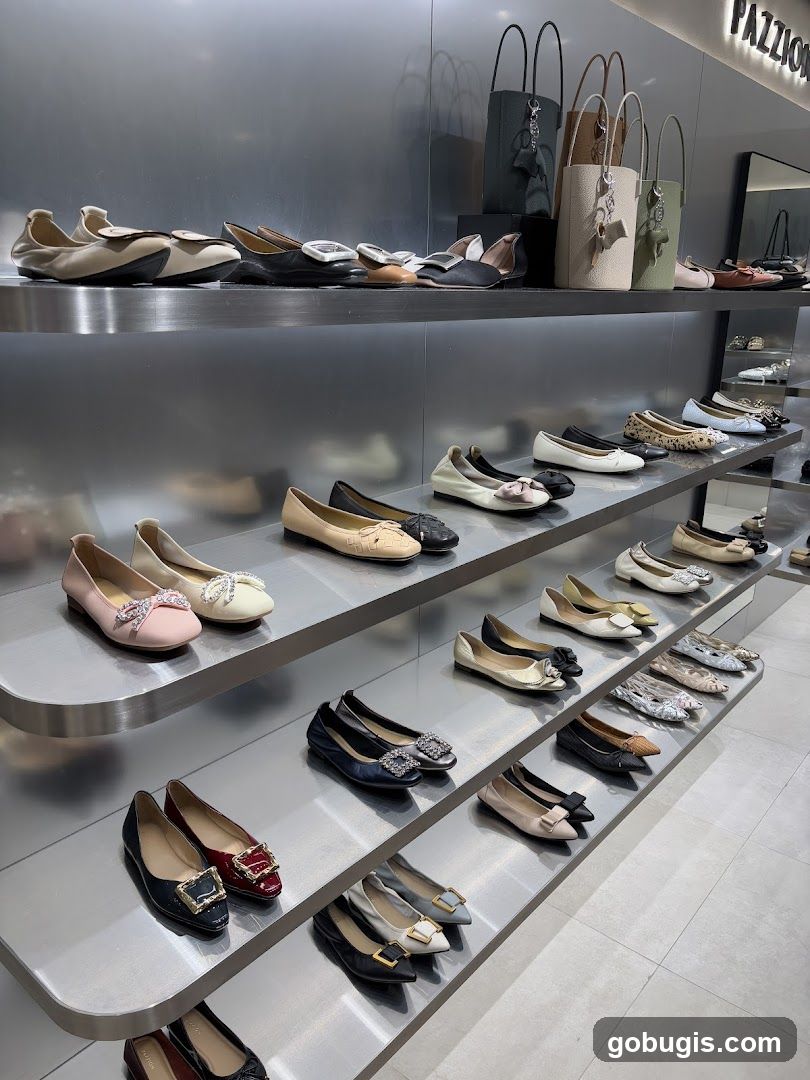 Women's Flats and Handbags Display
