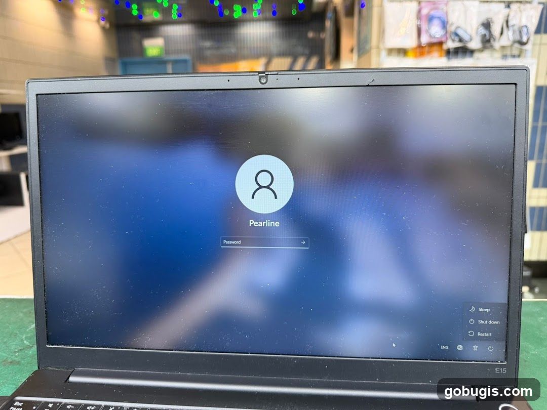 Laptop Login Screen