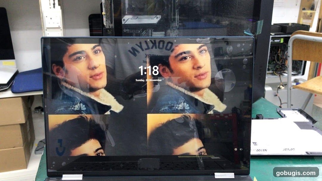 Laptop Screen Displaying a Collage of Images
