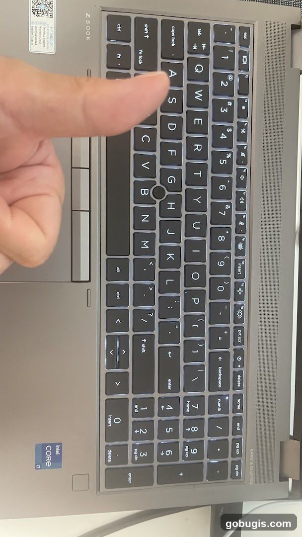 Laptop Keyboard with Finger