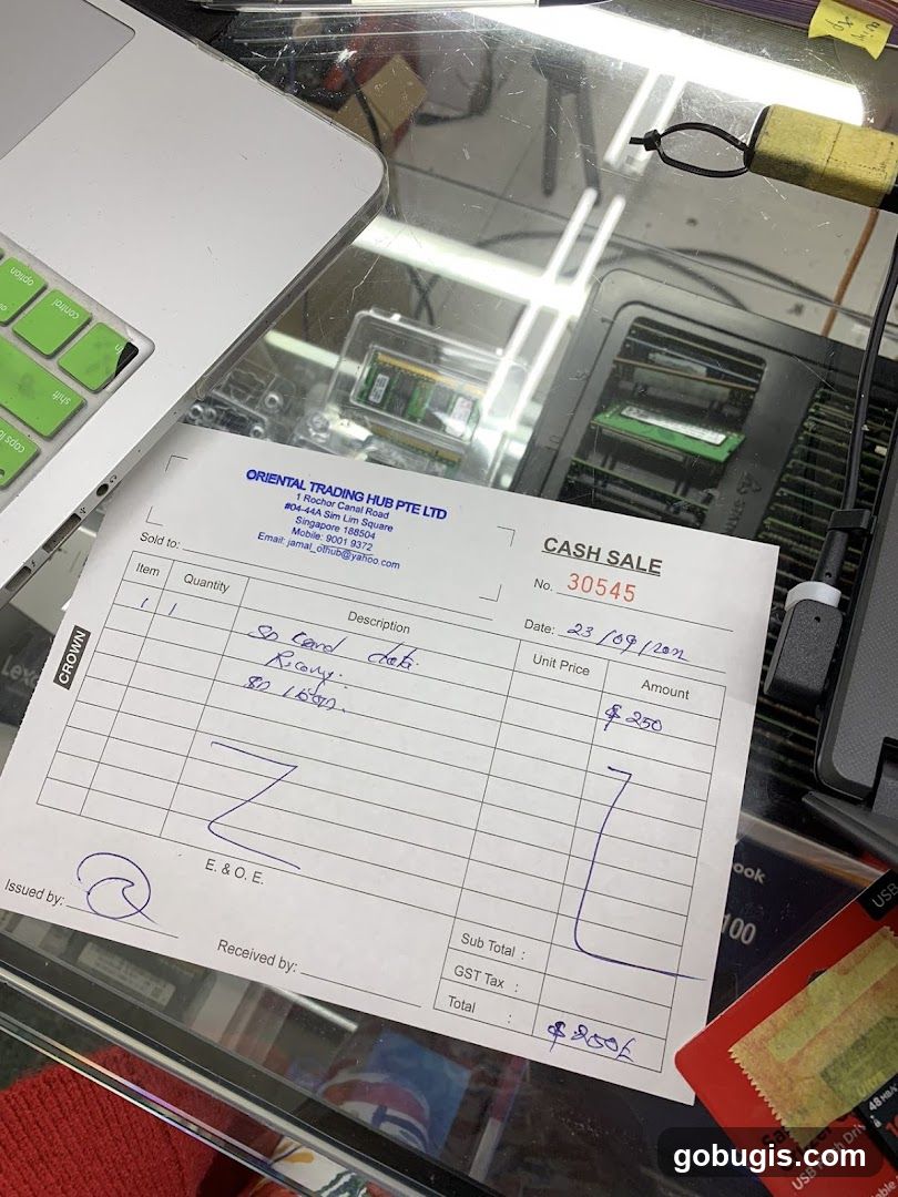 Cash Sale Receipt