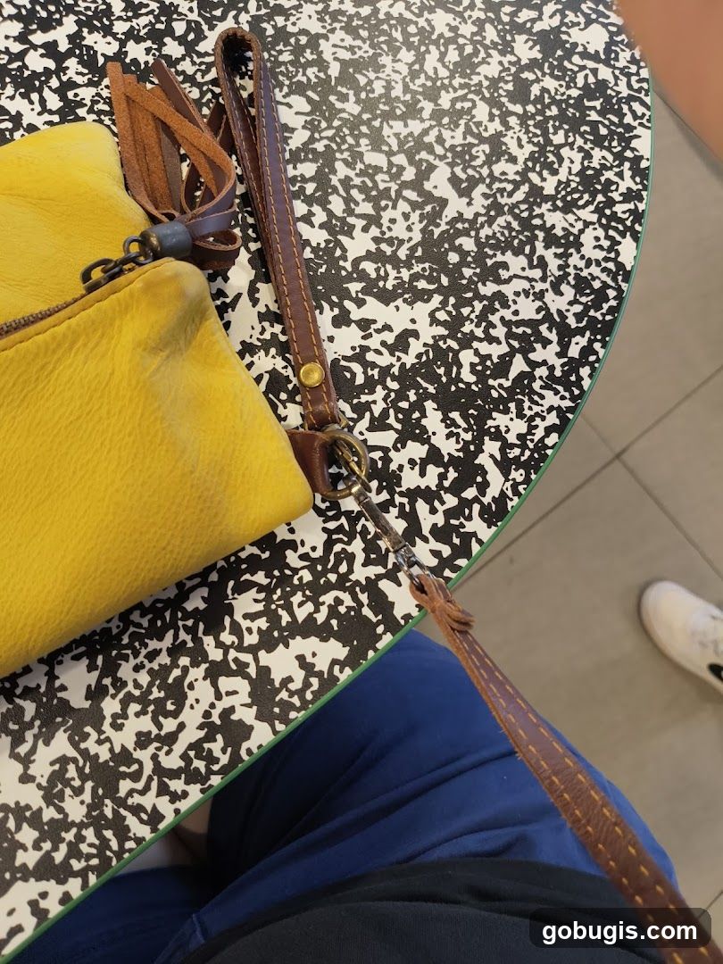 Yellow Clutch Bag with Leather Strap