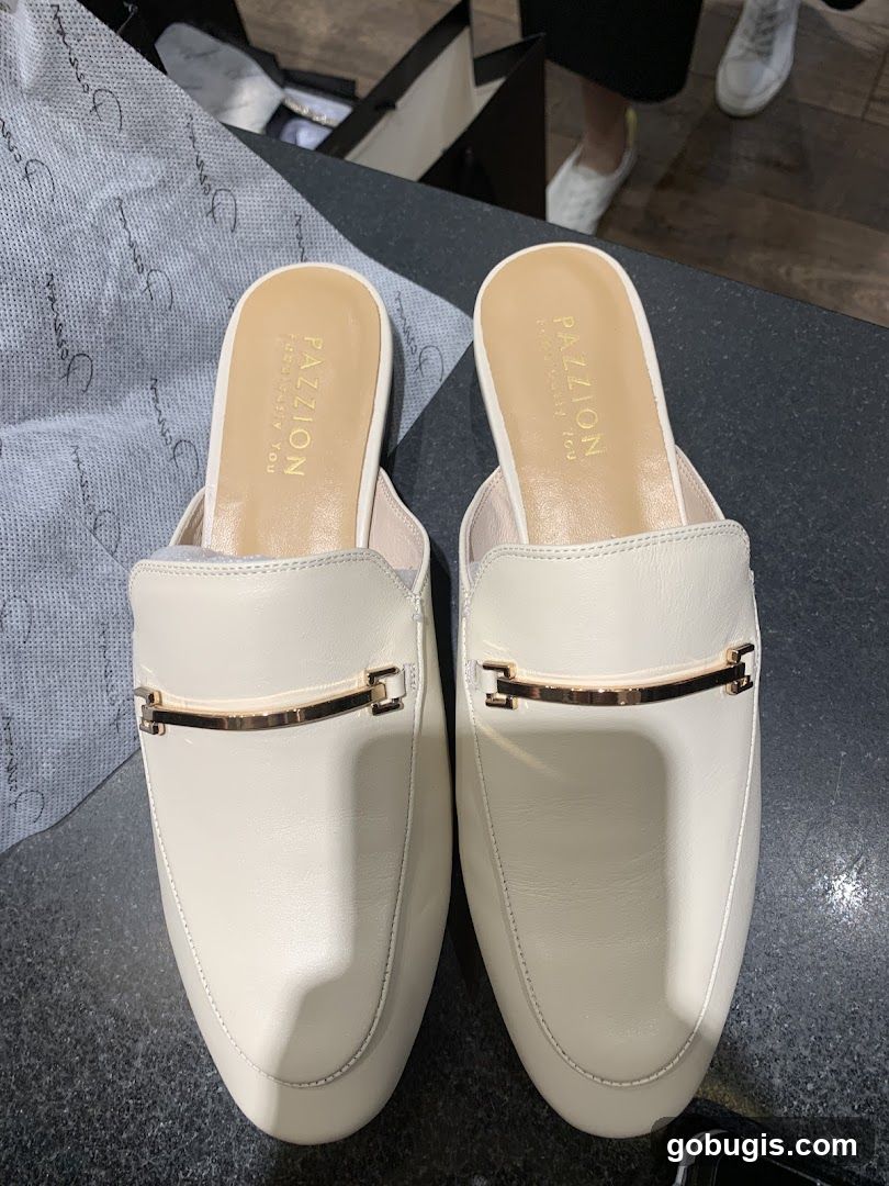 Cream Mules with Gold Accent