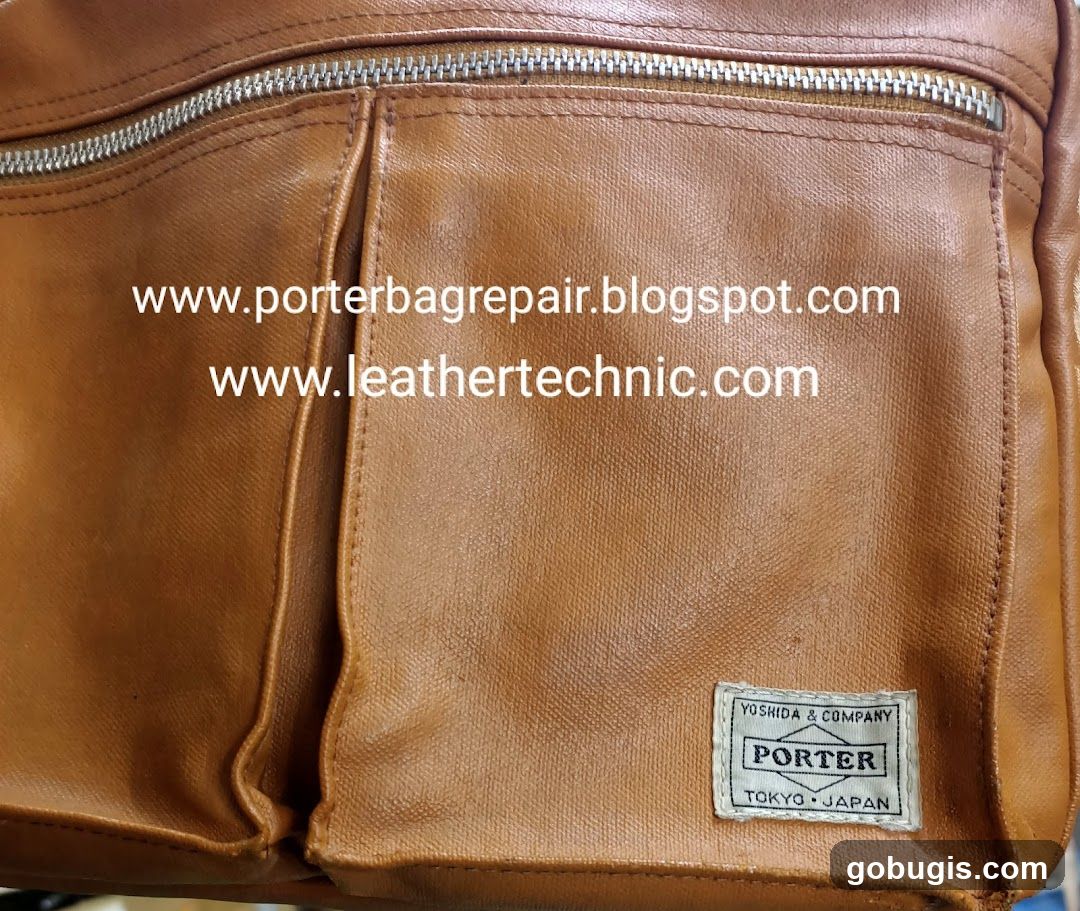Brown Leather Bag with Logos