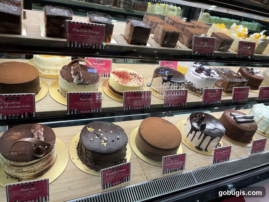 Cakes in a Display Case