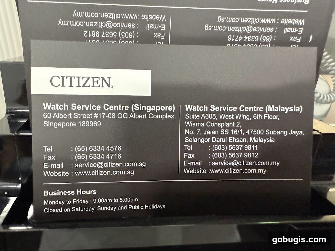 Citizen Watch Service Centre Business Cards