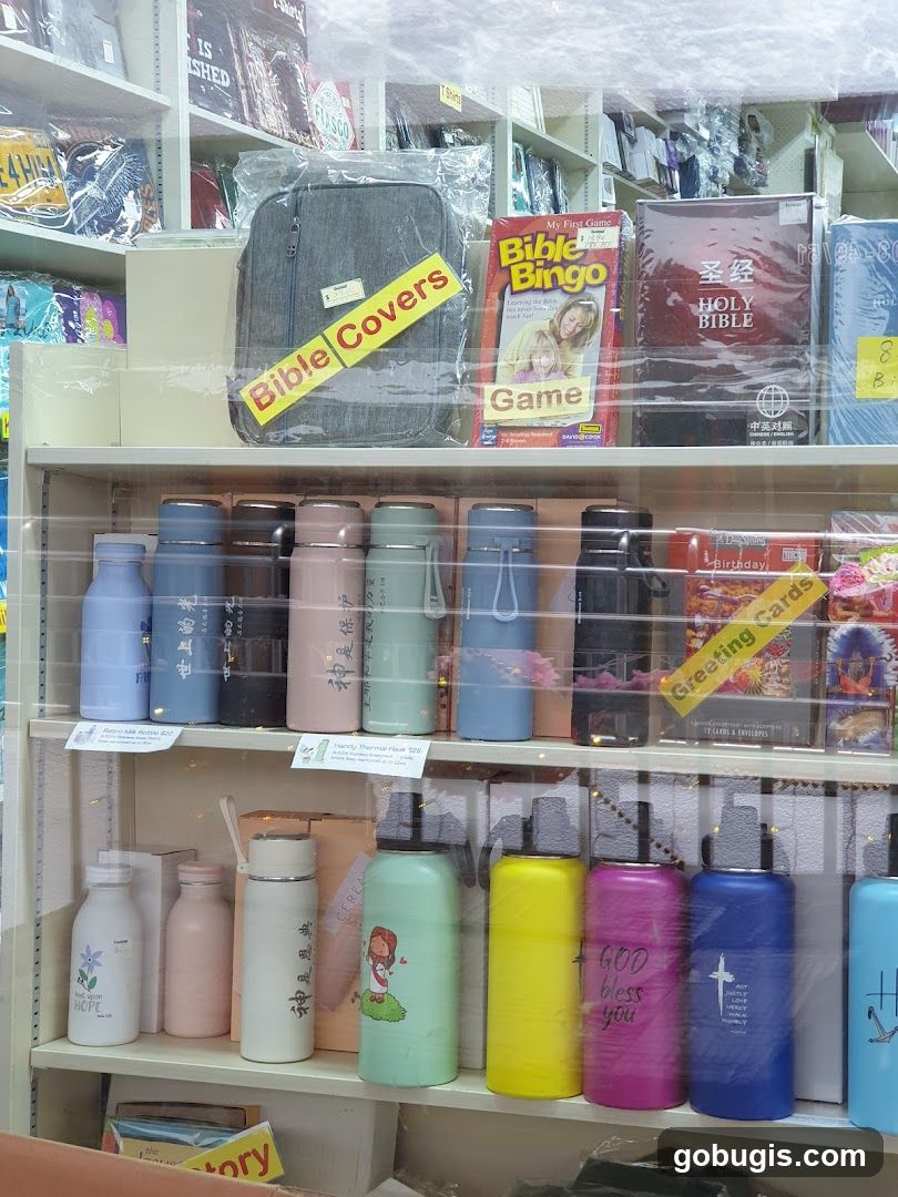 Store Display with Religious and Household Items