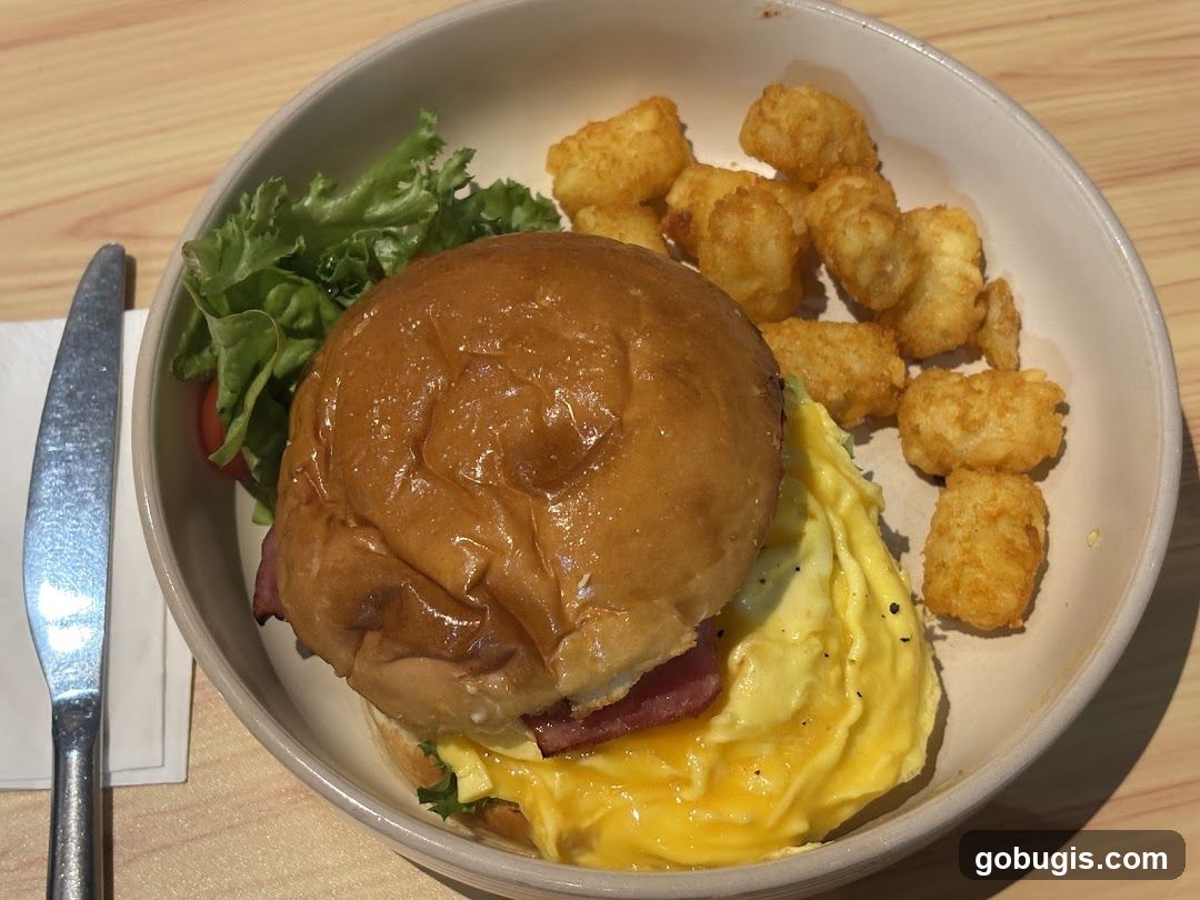 Breakfast Burger with Tater Tots
