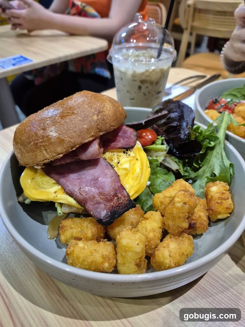 Breakfast Sandwich with Tater Tots