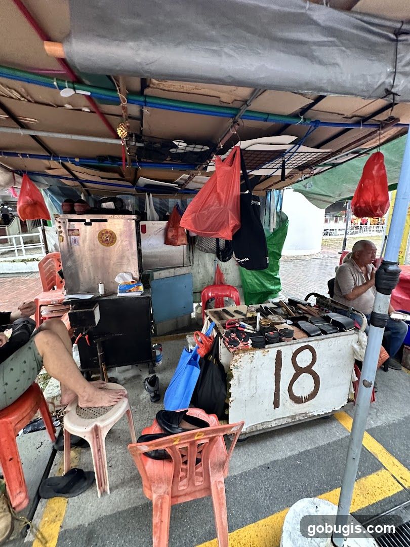 Street stall with shoes and accessories