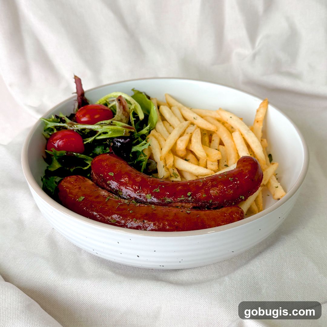 Sausages with Fries and Salad