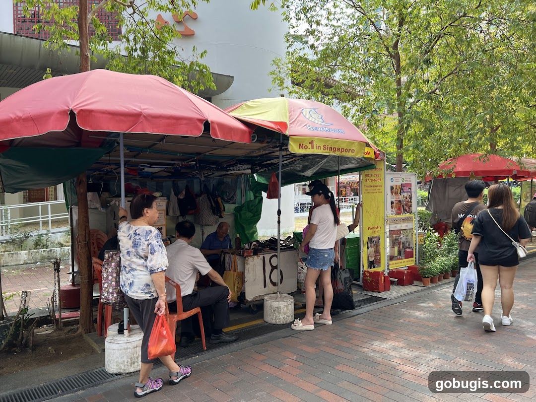 Outdoor stall with various goods and services