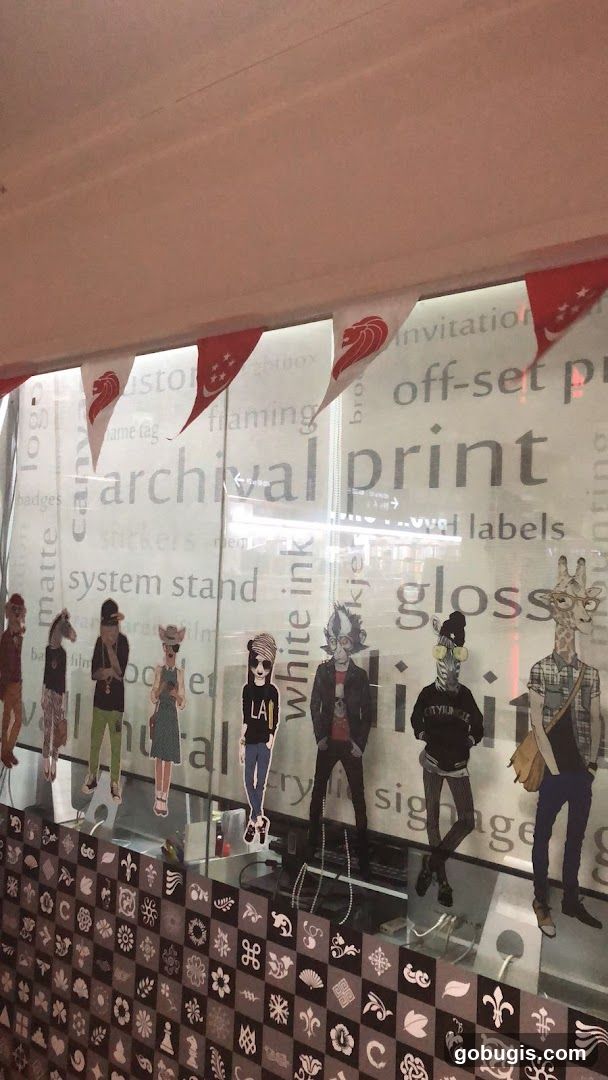 Window Display with Cutouts and Text