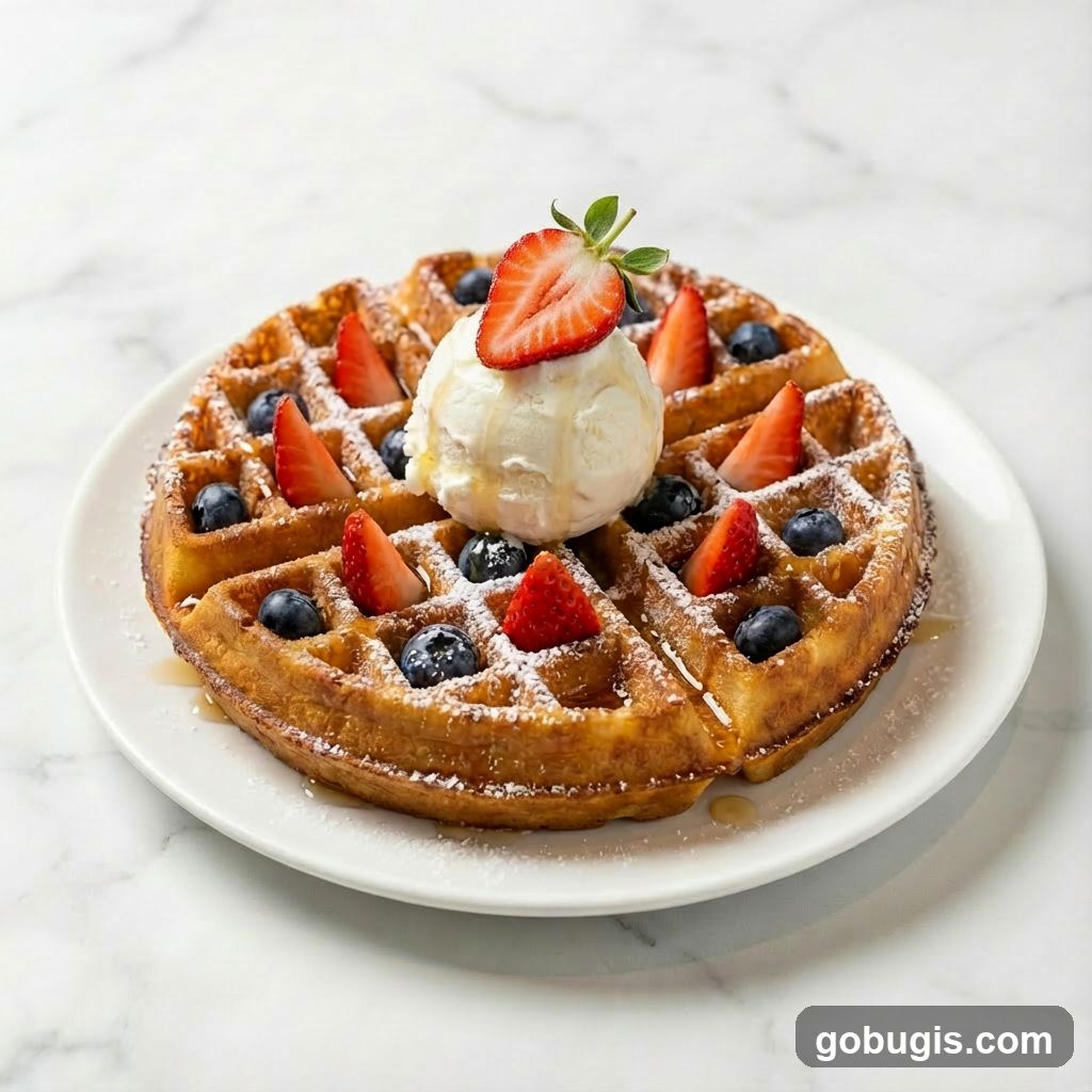 Waffle with Ice Cream and Berries