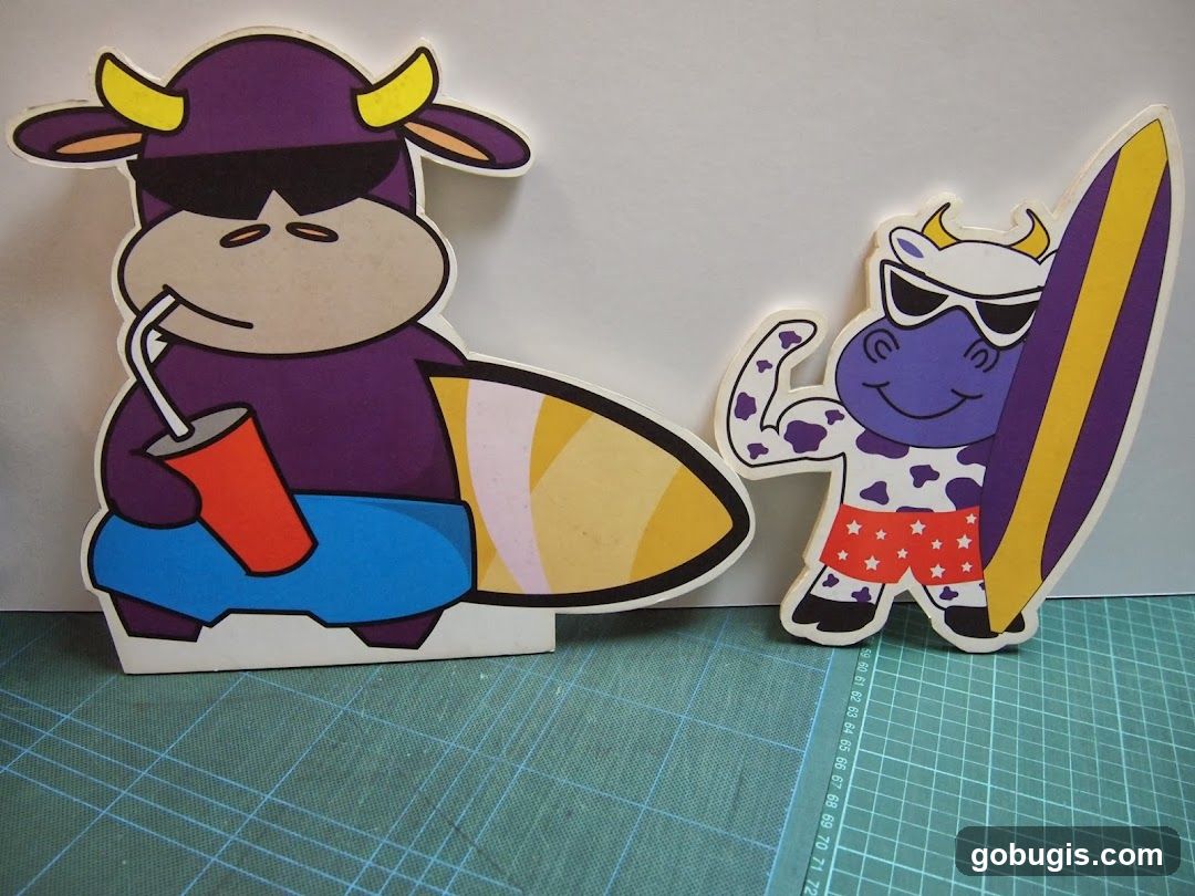 Cartoon Cows with Surfboards